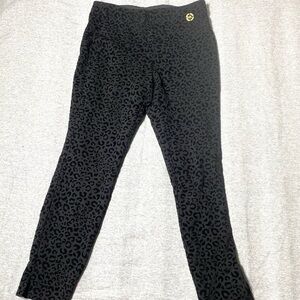 Michael Kors Women’s S Pull-On Crop Pants Gray Black Leopard Print Stretch Hem